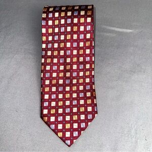 Dani Moda Maschile Ties Mens 60" Burgundy Silk Square Checkered Pattern Luxury